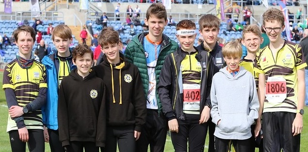 Older Junior boys enjoying the relays