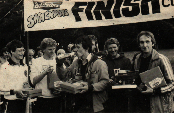 SYO Trophy winners at the 1980 Harvester, Lyme Park: Dave Bradley, Mark Elgood, Rob Pearson, Adrian Pickles, Tony Farnell, Ray Waight (Tony Keys absent)